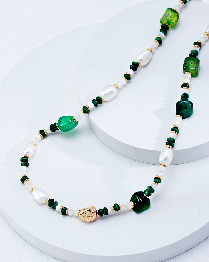 Emerald Harmony Beaded Necklace