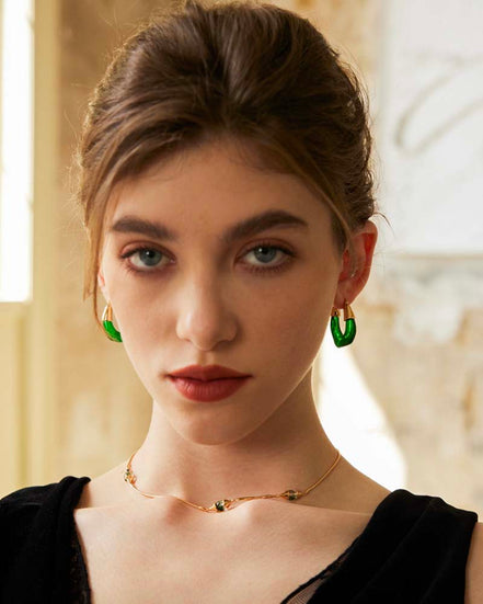 Emerald Arc Hoops