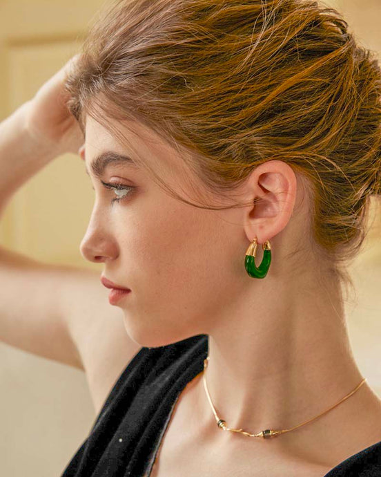 Emerald Arc Hoops