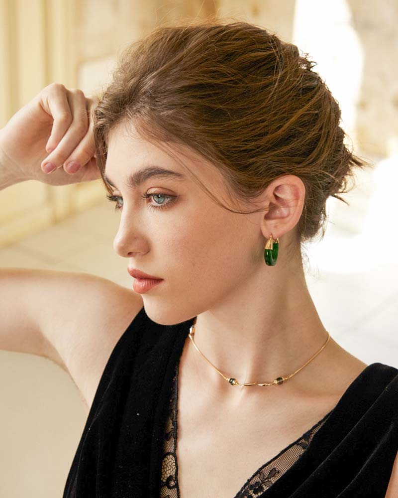 Emerald Arc Hoops