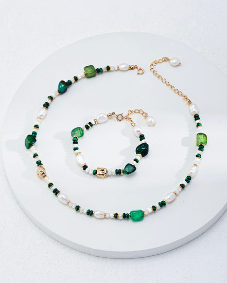 Emerald Harmony Beaded Necklace