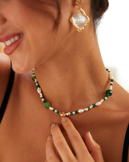Emerald Harmony Beaded Necklace