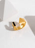 Enamel Black Geometry Open Ring
