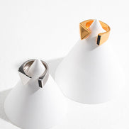 Enamel Black Geometry Open Ring
