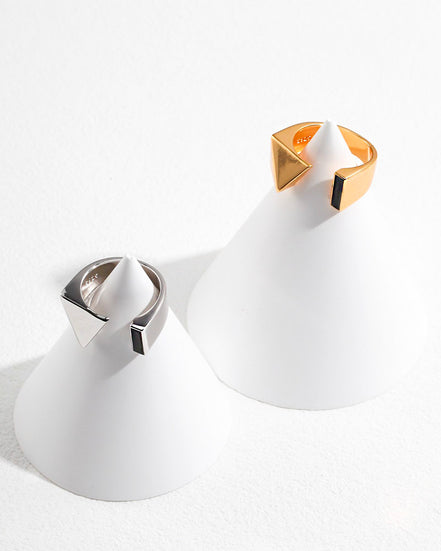 Enamel Black Geometry Open Ring
