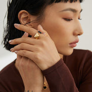 Enamel Black Geometry Open Ring