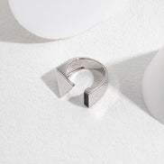 Enamel Black Geometry Open Ring