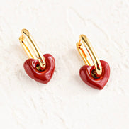 Enamel Heart-shaped Drop Earrings