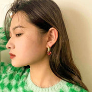 Enamel Heart-shaped Drop Earrings