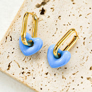 Enamel Heart-shaped Drop Earrings