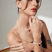 Enamel Heart Pearl Beaded Charm Necklace