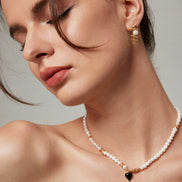 Enamel Heart Pearl Beaded Charm Necklace