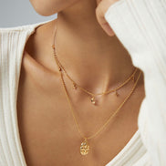 Engraved Petal Pendant Necklace