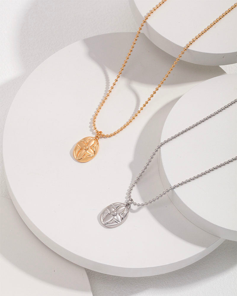 Engraved Petal Pendant Necklace