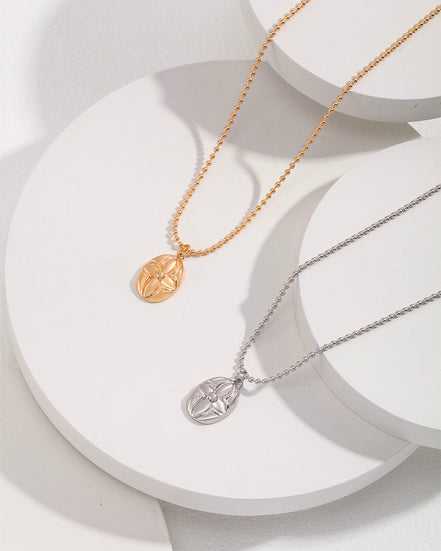 Engraved Petal Pendant Necklace