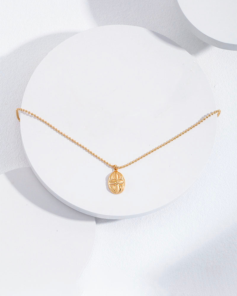 Engraved Petal Pendant Necklace