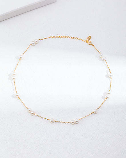 Floating Pearl Charm Choker