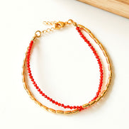 Gemstone Beaded Double Chain Bracelet