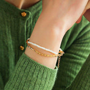 Gemstone Beaded Double Chain Bracelet