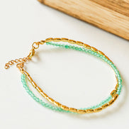 Gemstone Beaded Double Chain Bracelet