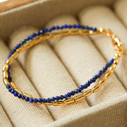 Gemstone Beaded Double Chain Bracelet