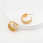 Gemstone Carved Hoop Earrings