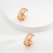Gemstone Carved Hoop Earrings