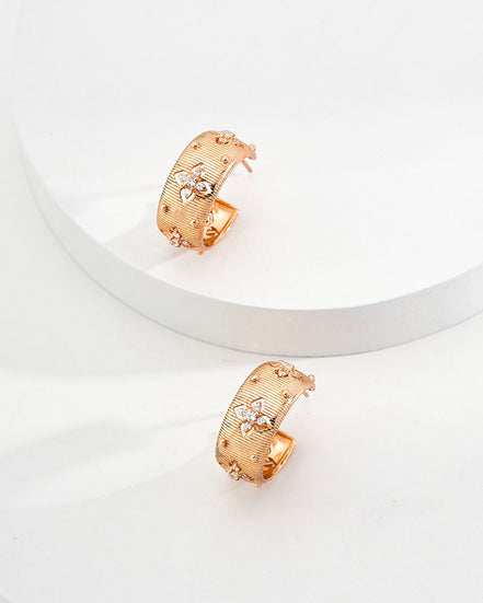 Gemstone Carved Hoop Earrings