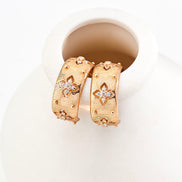 Gemstone Carved Hoop Earrings