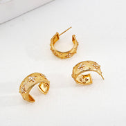 Gemstone Carved Hoop Earrings