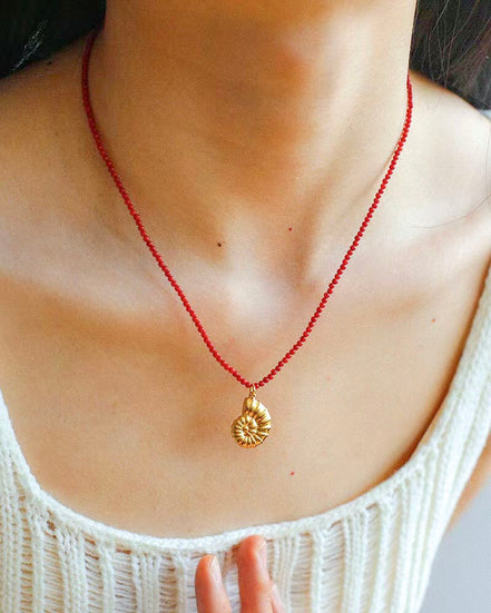 Gemstone Conch Pendant Necklace