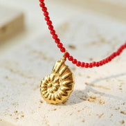 Gemstone Conch Pendant Necklace