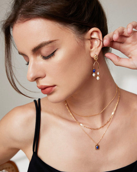 Quiet Orbit Lapis Earrings