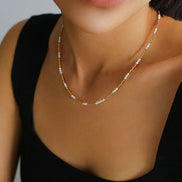 Mini Golden & Pearl Beads Choker