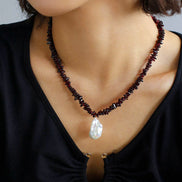 Gemstone Pearl Pendant Necklace