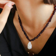 Gemstone Pearl Pendant Necklace
