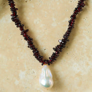 Gemstone Pearl Pendant Necklace