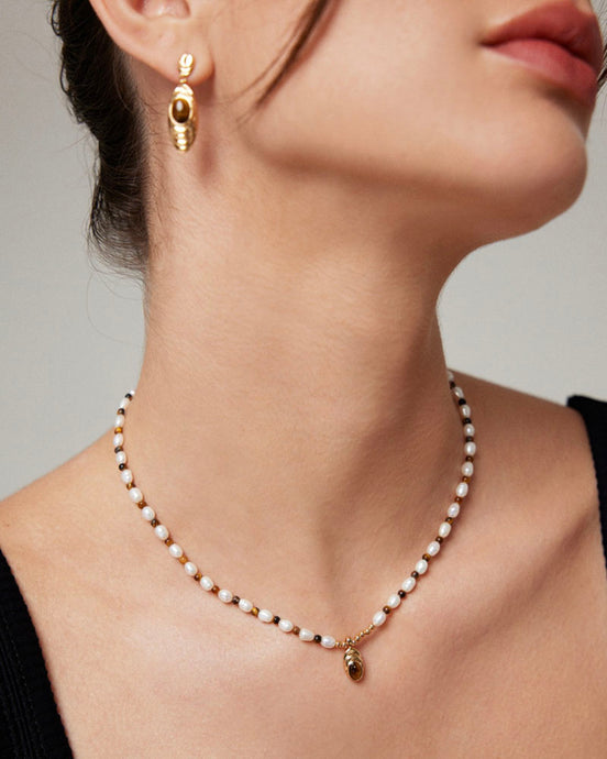 Gemstone Ripple Pendant Earrings