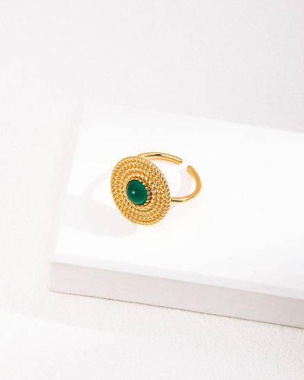 Gemstone Woven Plate Ring