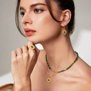 Gemstone Woven Plate Ring