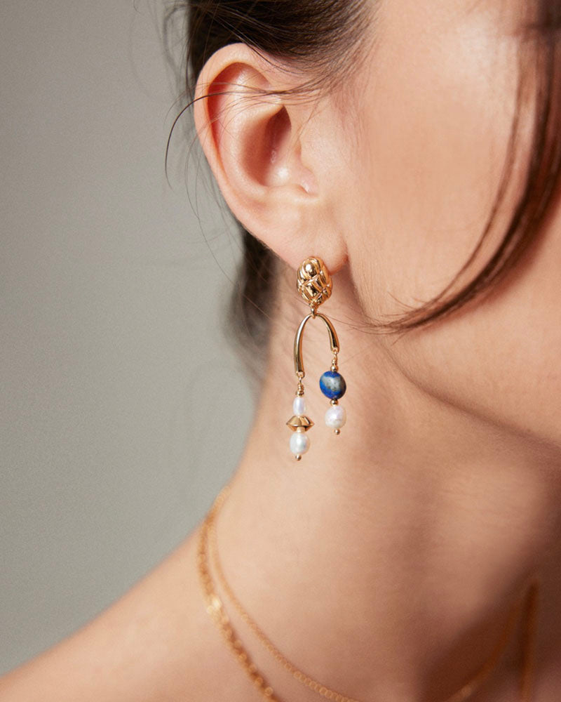 Quiet Orbit Lapis Earrings