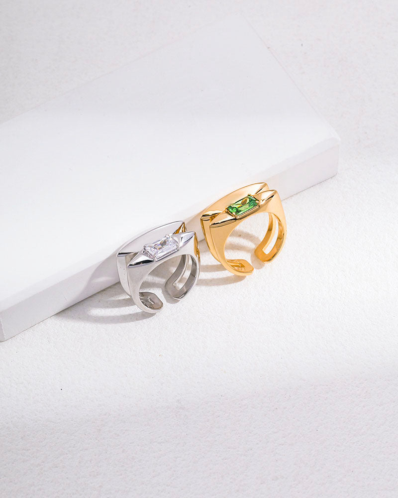 Gemstone Spindle Double Stacking Ring