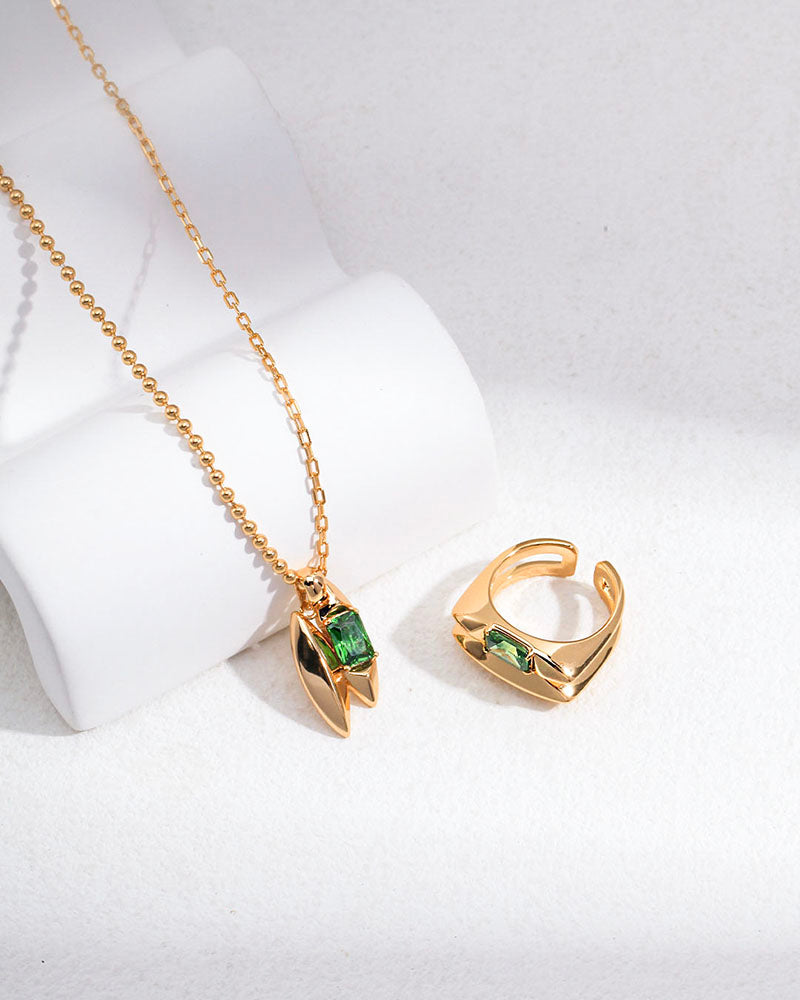 Gemstone Spindle Double Stacking Ring