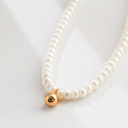Gold Ball Pendant Pearl Necklace