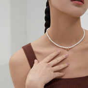 Gold Ball Pendant Pearl Necklace