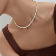 Gold Ball Pendant Pearl Necklace