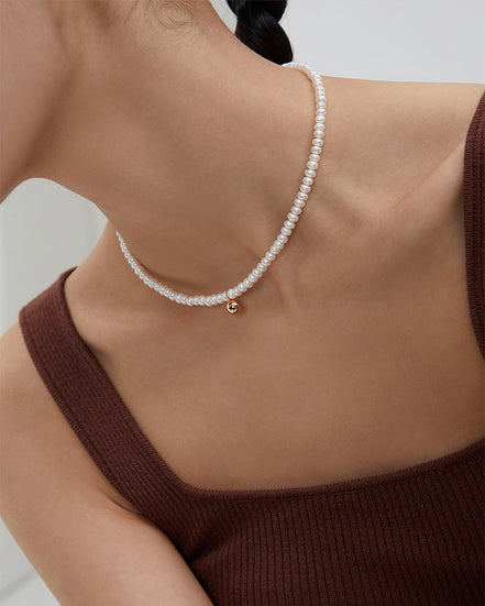 Gold Ball Pendant Pearl Necklace