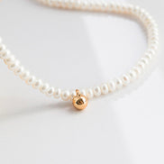Gold Ball Pendant Pearl Necklace