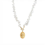 Gold Coin Irregular Pearl Necklace