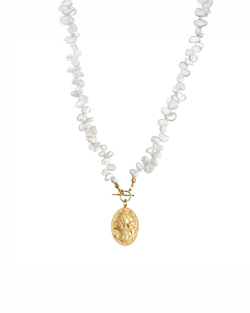 Gold Coin Irregular Pearl Necklace